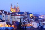 Fototapeta Miasto - The View on Prague gothic Castle after Sunset, Czech Republic