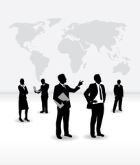 Wall Mural - business people on a world background