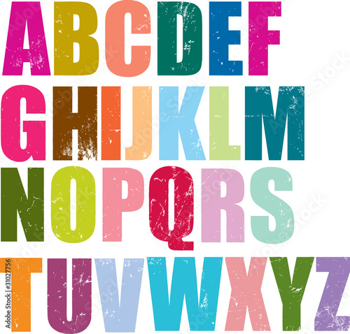Plakat na papierze fotorealistycznym Alfabet w stylu typografii