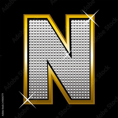 Plakat na papierze fotorealistycznym Bling bling font type_letter n