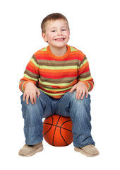 Sticker - Funny child with a basketball