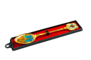 The souvenir spoon is traditional russian gift