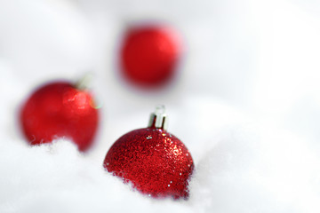 Wall Mural - red christmas balls