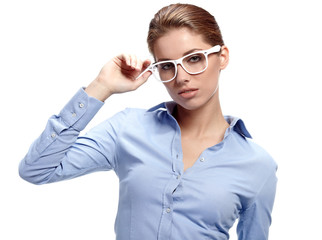 Wall Mural - business woman in glasses