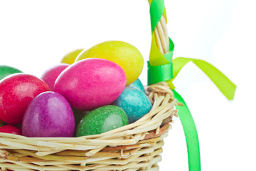 Wall Mural - colorful easter eggs in basket