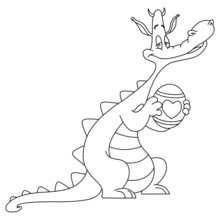 Outlined Dragon With Easter Egg