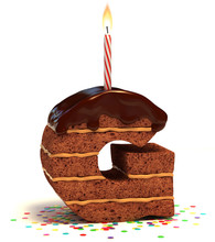 Letter G Shaped Chocolate Birthday Cake With Lit Candle