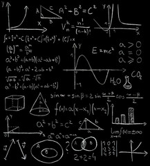 Maths formulas on a blackboard