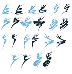 vector set of dancing logotype