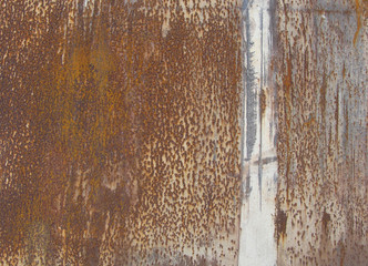 Wall Mural - orange brown rusty metal surface with a white line running verti