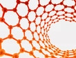 red-orange reflective nanotube structure on white background