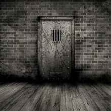 Grunge Interior With Prison Door