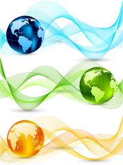 Poster - Set of banners with globes