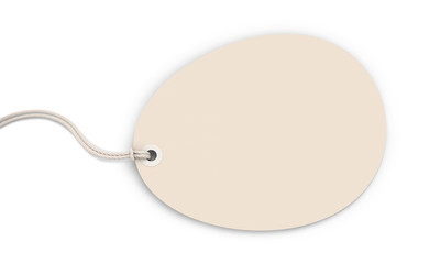 Canvas Print - off-white egg-shaped tag on white background