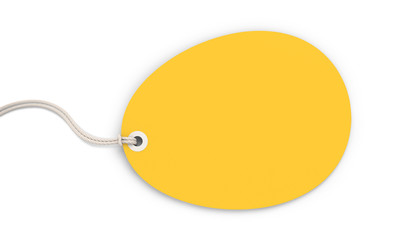 Canvas Print - yellow egg-shaped tag on white background