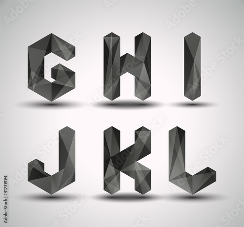 Board z aluminiowym obramowaniem Modny czarny fraktal geometryczny alfabet.