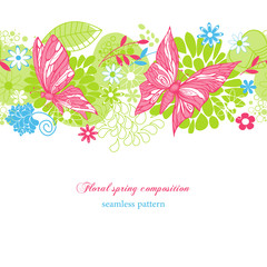 Poster - Floral spring background (seamless pattern)