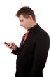 © Sandra van der Steen - business man with smart phone over white background