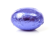 One Purple Easter Egg Over White Background