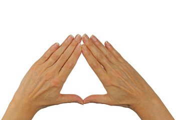 Canvas Print - making a triangle with two hands