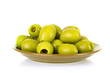 © Africa Studio - Green olives on the plate  isolated on white
