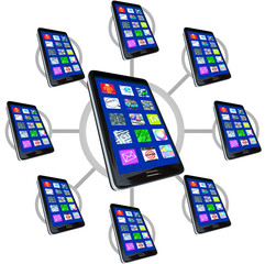 Network of Smart Phones with Apps for Communicating