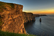 famous cliffs of moher, sunset, county clare, ireland