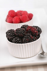 fresh raspberries and blackberries