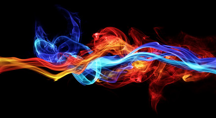 Wall Mural - Red and blue smoke