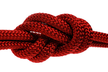 Wall Mural - Double red rope tied  in a figure eight knot.