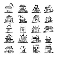 Poster - Sketch of art houses for your design