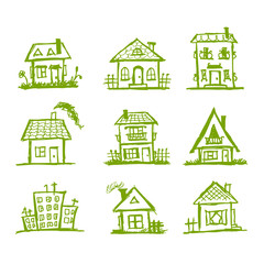 Poster - Sketch of art houses for your design