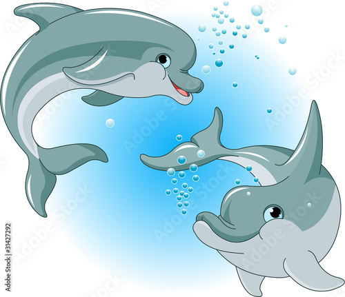 Naklejka - mata magnetyczna na lodówkę Dolphins couple