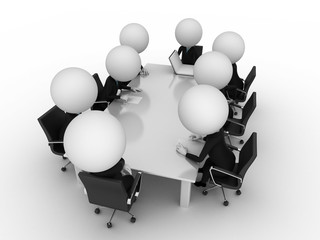 3d rendering of a group of little guys - conference table