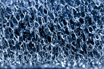 Extreme close-up shot of plastic sponge