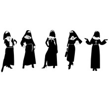 Silhouettes Of Nuns.Vector