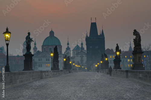 Obraz na płótnie canvas trzyczęściowy "tryptyk" Most Karola, Praga