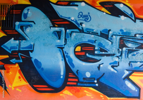 Obraz na płótnie canvas Graffiti niebieski pistolet