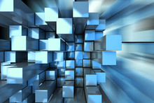 Abstract Blue Cubes Background