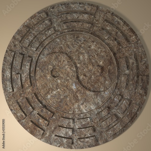 Naklejka - mata magnetyczna na lodówkę Ancient Stone YinYang
