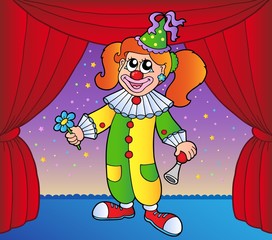 Poster - Clown girl on circus stage 1