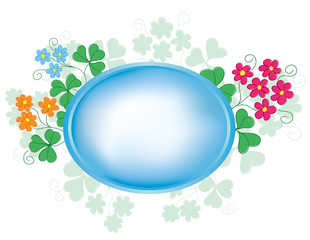 Wall Mural - vector oval frame with flora