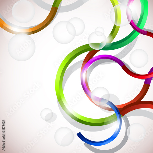 Tapeta ścienna na wymiar Vector colorful abstract background. Curves lines and bubbles de