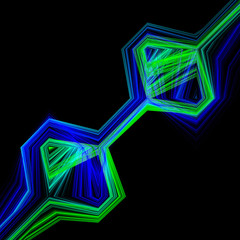 Poster - Abstract hexagon line on a black background
