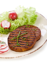 Poster - vegetarian hamburger with soy sprout radish and salad