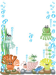 Plakat tropikalny meduza morze roślina ryba