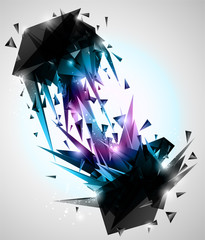 Poster - Sharp Contacts, 3d Abstract Shapes Background.