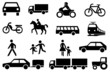 Sinnbilder Icons Straßenverkehr PKW LKW Motorrad Kinder