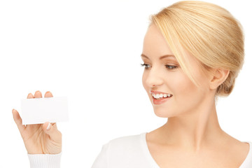 woman with business card