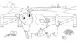 Tenera mucca con vitellino, illustrazione per bambini